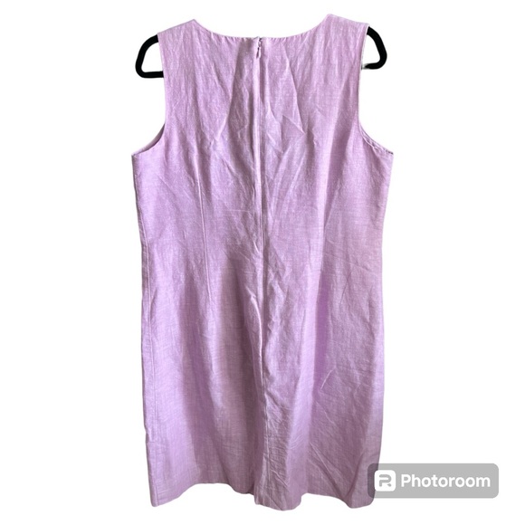 EUC Talbots linen embroidered shift dress in lilac - Picture 4 of 6
